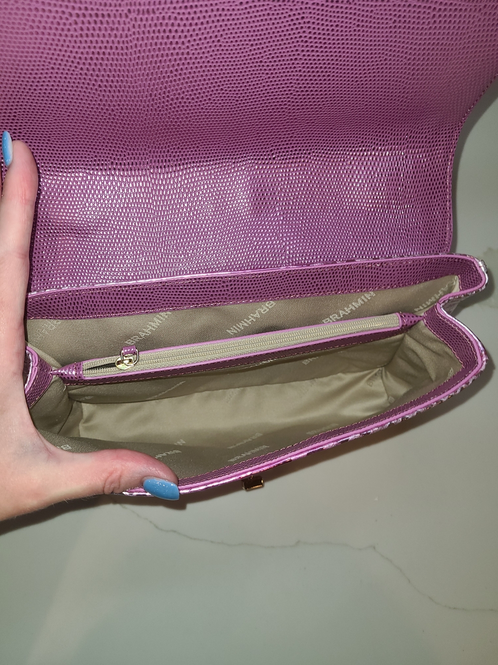 Brahmin Rosa In Rose Water Akoni Shoulder Bag Functional Turnlock Is Loose - Picture 11 of 15